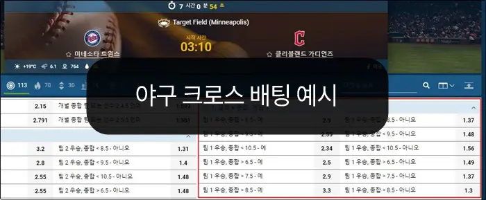 야구 크로스 배팅 예시