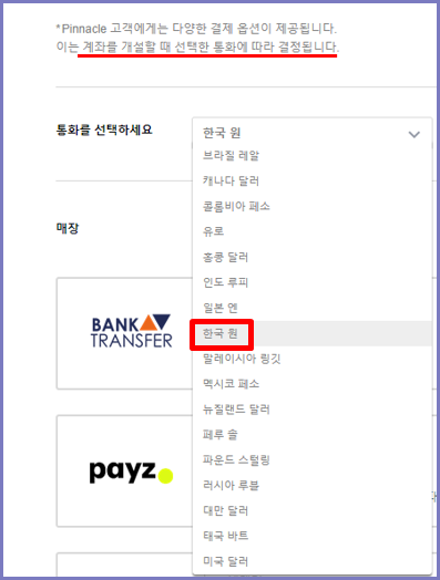 원화 피나클 입출금 방법