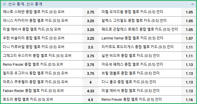 축구 카드 베팅 종류 4